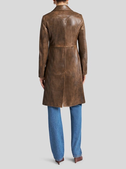 LEATHER COAT WITH INLAYS