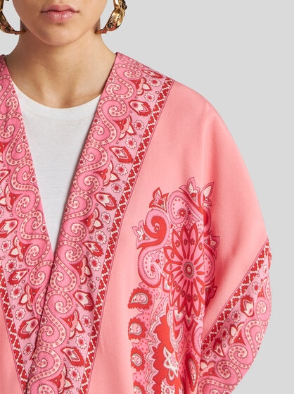 KESA ROBE WITH TONAL PLACED PRINTS