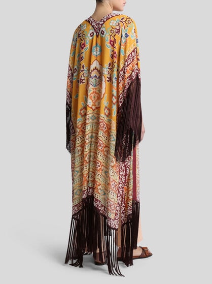 PRINTED KAFTAN WITH FRINGING