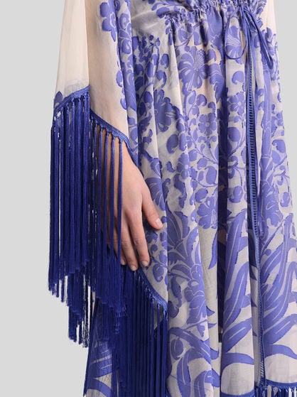 JACQUARD KAFTAN WITH FRINGING