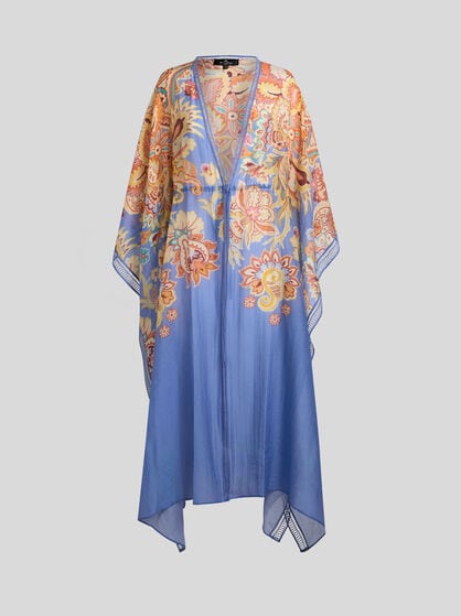 COTTON AND SILK KAFTAN WITH PRINT