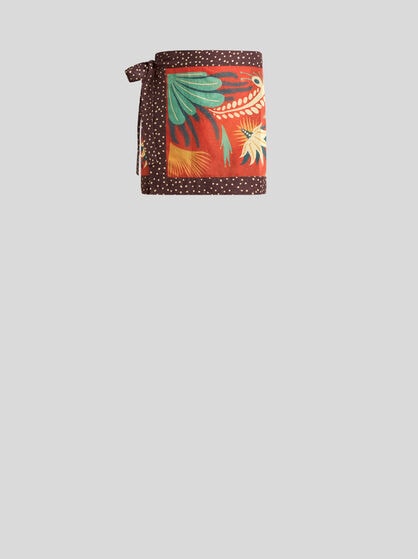 ETRO X TABBY BOOTH COTTON COVER-UP MINI SKIRT WITH PLACED PRINT