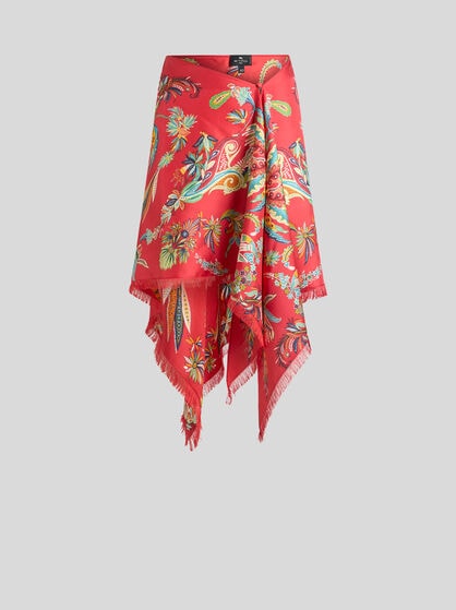 SILK COVER-UP PAREO WITH PAISLEY FOLIAGE MOTIF