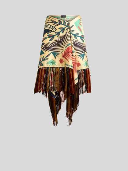 ETRO x TABBY BOOTH SILK COVER-UP PAREO WITH FRINGING AND PLACED PRINT