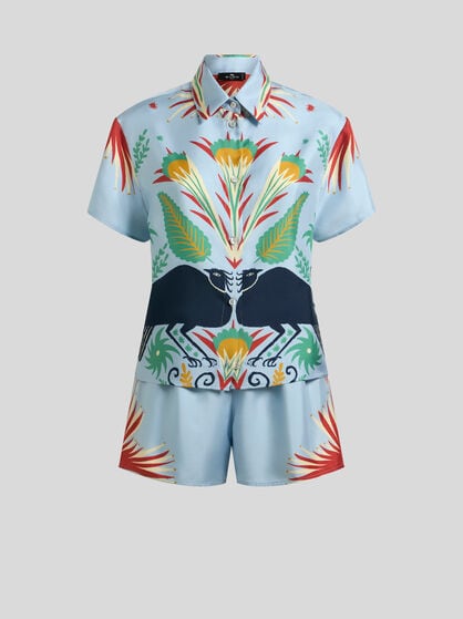 ETRO X TABBY BOOTH SILK PYJAMAS WITH PLACED PRINT