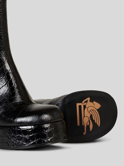 PRINTED LEATHER PLATFORM ANKLE BOOTS