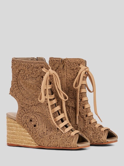ETRO X CASTAÑER PEEP-TOE PAISLEY ANKLE BOOTS