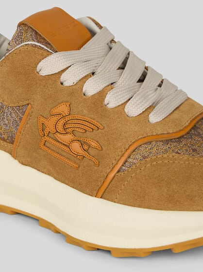SUEDE AND FABRIC RUNNING SNEAKERS
