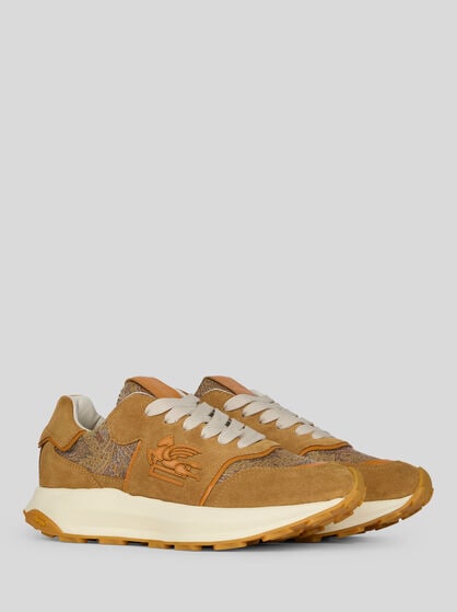 SUEDE AND FABRIC RUNNING SNEAKERS