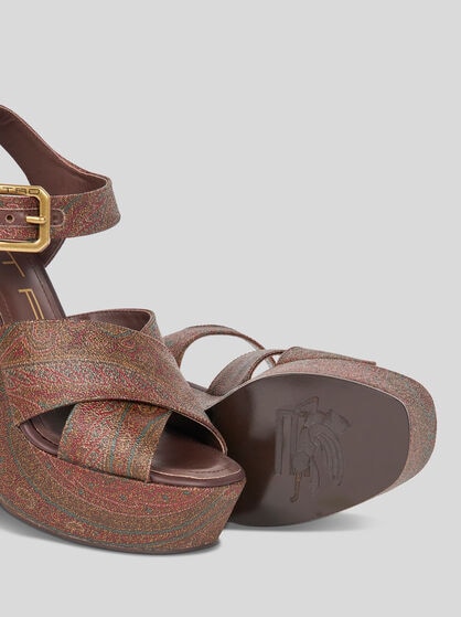 PAISLEY PLATFORM SANDALS