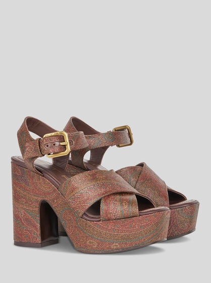 PAISLEY PLATFORM SANDALS