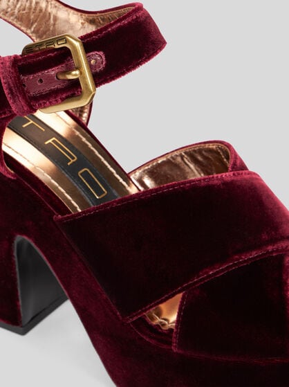 VELVET PLATFORM SANDALS
