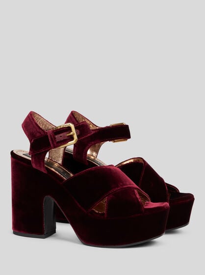 VELVET PLATFORM SANDALS