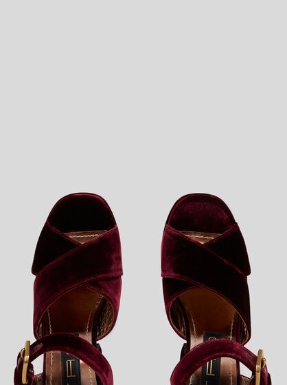VELVET PLATFORM SANDALS