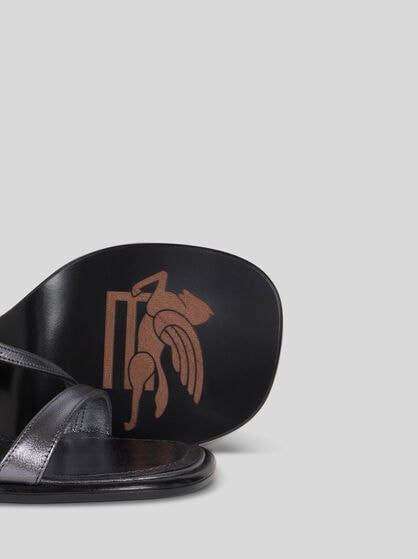 LAMINATED LEATHER SANDALS