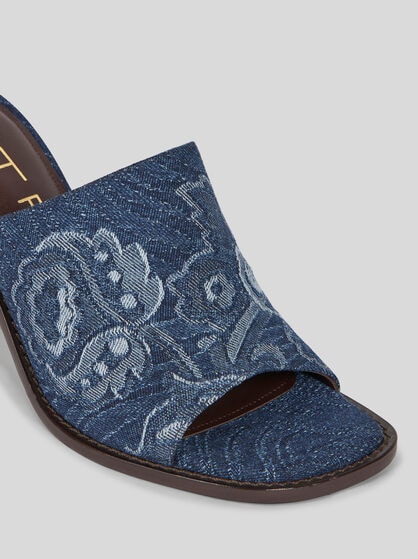 JACQUARD DENIM MULES