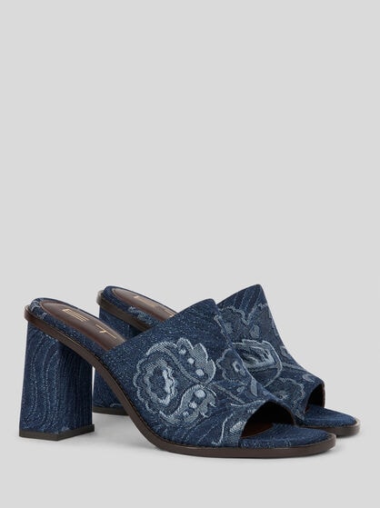 JACQUARD DENIM MULES