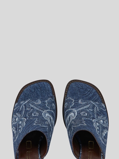 JACQUARD DENIM MULES