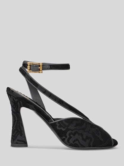 HIGH-HEELED JACQUARD SANDALS WITH PAISLEY MOTIF
