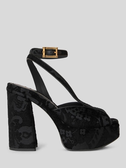 JACQUARD PLATFORM SANDALS WITH PAISLEY MOTIF
