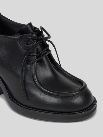 LEATHER LACE-UP SHOES WITH TEXAN HEEL