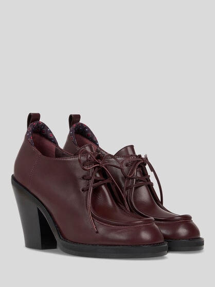LEATHER LACE-UP SHOES WITH TEXAN HEEL