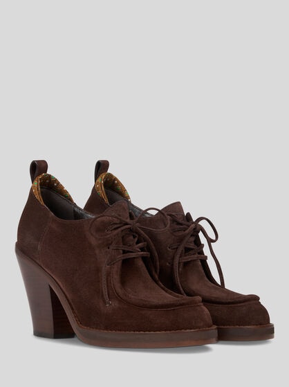 SUEDE LACE-UP SHOES WITH TEXAN HEEL