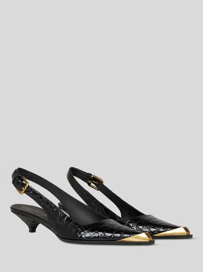 PRINTED LEATHER SLINGBACKS