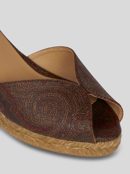 ETRO X CASTAÑER PAISLEY WEDGE ESPADRILLES WITH PEEP TOE