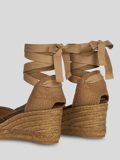 ETRO X CASTAÑER PAISLEY WEDGE ESPADRILLES WITH PEEP TOE