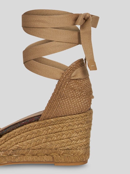 ETRO X CASTAÑER PAISLEY WEDGE ESPADRILLES WITH PEEP TOE