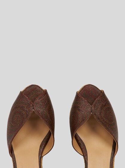 ETRO X CASTAÑER PAISLEY WEDGE ESPADRILLES WITH PEEP TOE