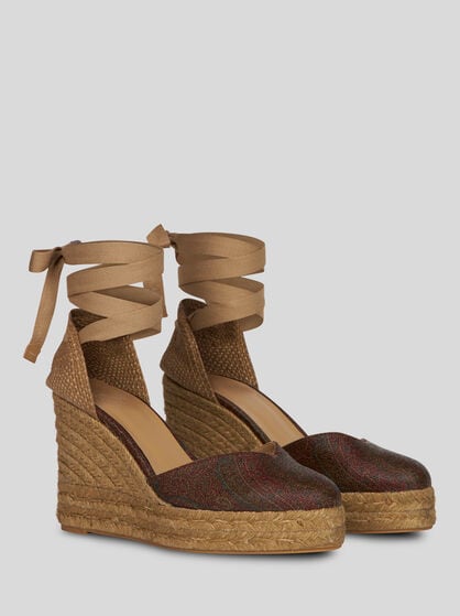 ETRO X CASTAÑER PAISLEY WEDGE ESPADRILLES