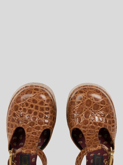 PRINTED LEATHER MARY JANE SANDALS