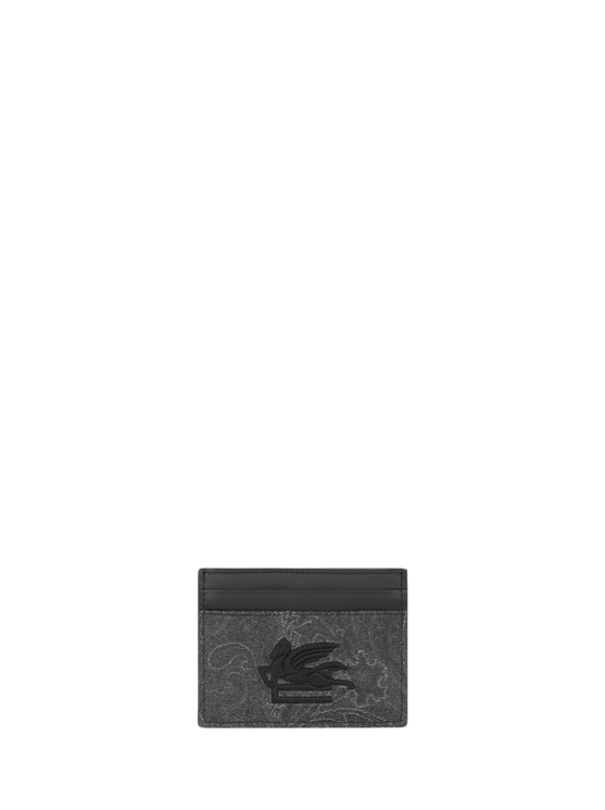 Etro, Arnica Card Holder With Pegaso Detail, Man, Black