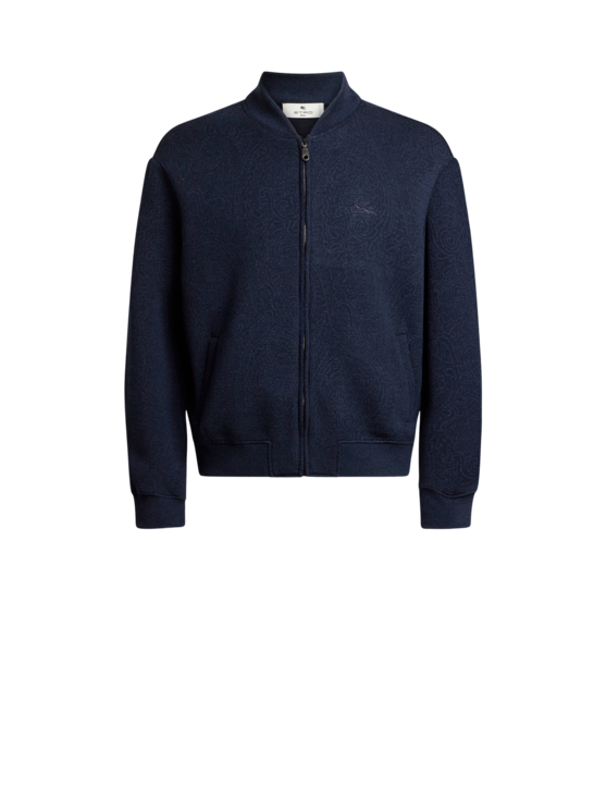 Etro, Jacquard Bomber Jacket With Arnica Motif, Man, Blue, Size 3XL