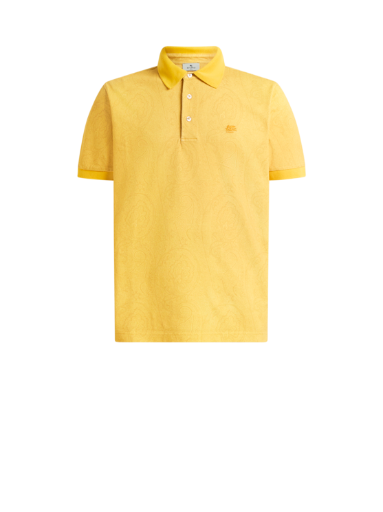 Etro Men's Yellow Cotton Polo Shirt With Arnica Motif, Man, Size Xxl