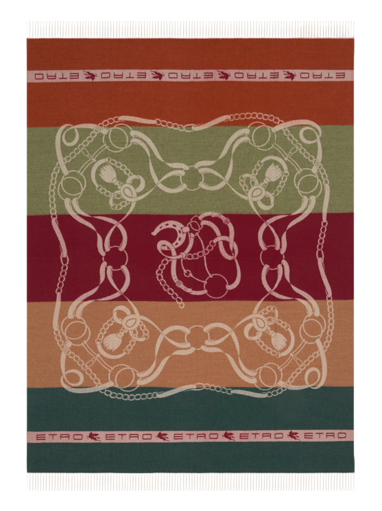 Etro, Plaid De Lana Con Diseño Heráldico Hípico, Multicolor