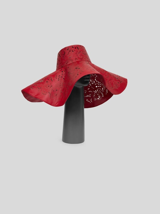 Etro , Hat With Openwork Motif And Paisley Brooch, Woman, Red