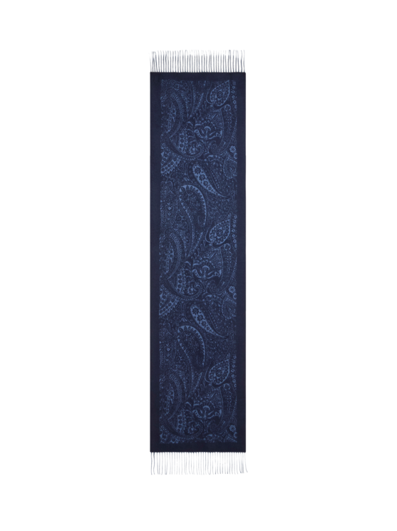 Etro, Sciarpa Jacquard In Lana Con Motivo Paisley Floreale, Donna, Blu