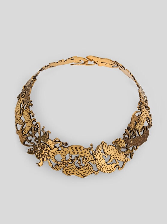 Etro , Choker Necklace With Animals, Woman, Gold