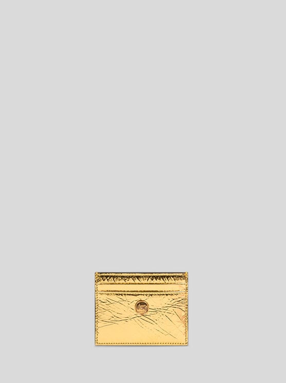 Etro, Laminated Leather Card Holder, Woman, Gold