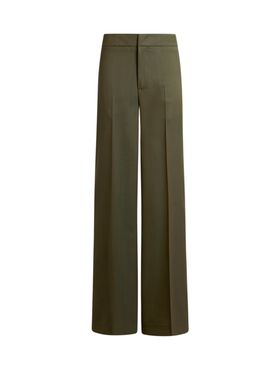 Etro Women's Green Wool-Blend Palazzo Trousers, Woman, Size 48