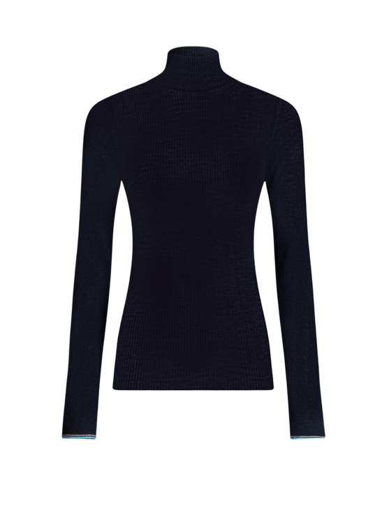 Etro Women's Navy Blue Wool Jacquard Turtleneck Sweater, Woman, Size 48