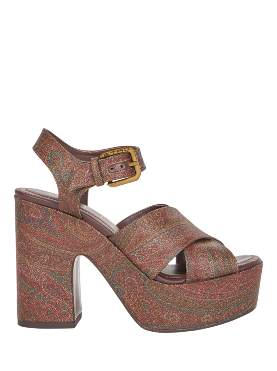 Etro, Sandalias Con Plataforma Paisley, Mujer, Marrón, Tamaño 41