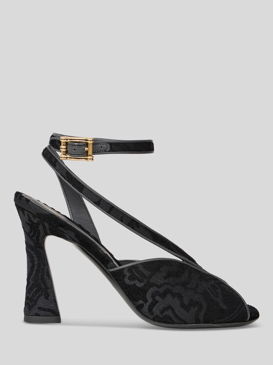 Etro , High-heeled Jacquard Sandals With Paisley Motif, Woman, Black, Size 35