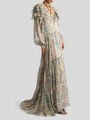 LONG SILK DRESS WITH FLORAL PAISLEY MOTIF — Image 3