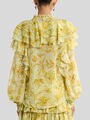 SILK DOTTED SWISS BLOUSE WITH FLOUNCES AND FLORAL MOTIF — Image 5