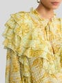SILK DOTTED SWISS BLOUSE WITH FLOUNCES AND FLORAL MOTIF — Image 3