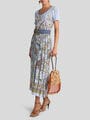 PLEATED COTTON-BLEND MIDI DRESS WITH PLACED PRINT — Image 3